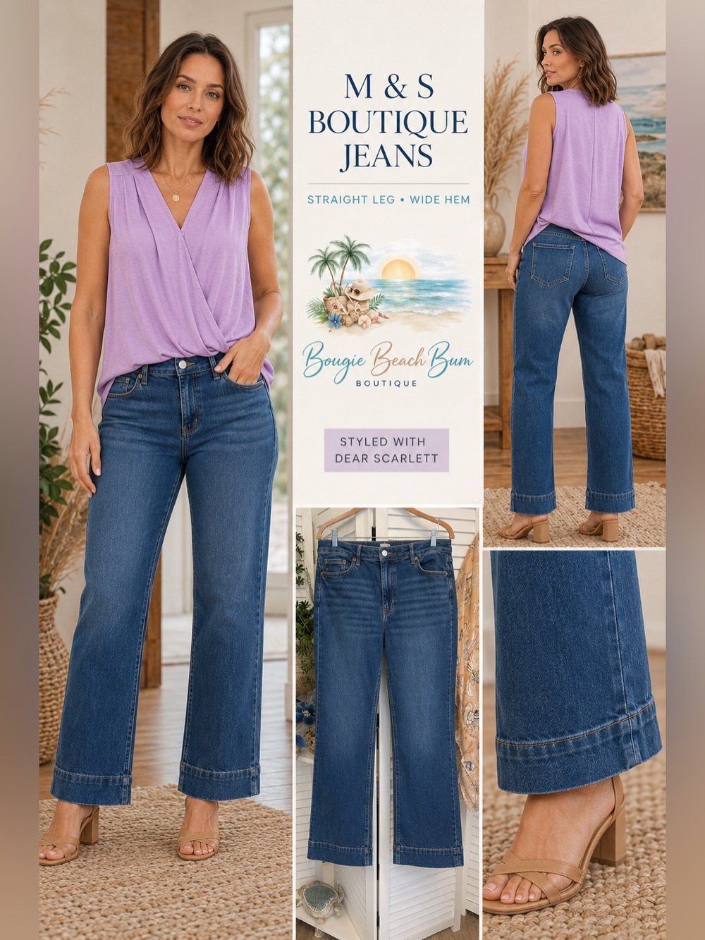 Women's Straight-Leg Jeans in Dark Blue by M & S Boutique